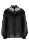 Weekend Max Mara Sheer Fabric Blouse Lace Detailing In Nero