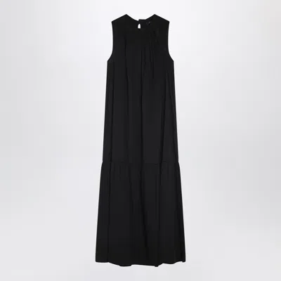 Weekend Max Mara Black Cotton Blend Canvas Dress In Blue