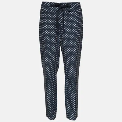 Weekend Max Mara Black Dot Print Crepe Tapered Trousers In Blue