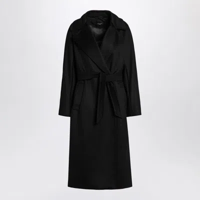 WEEKEND MAX MARA WEEKEND MAX MARA  BLACK DOUBLE-BREASTED COAT WITH BELT