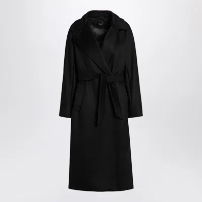 Weekend Max Mara Black Double-breasted Coat With Belt