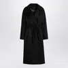 Weekend Max Mara Black Double-breasted Coat With Belt In Blue