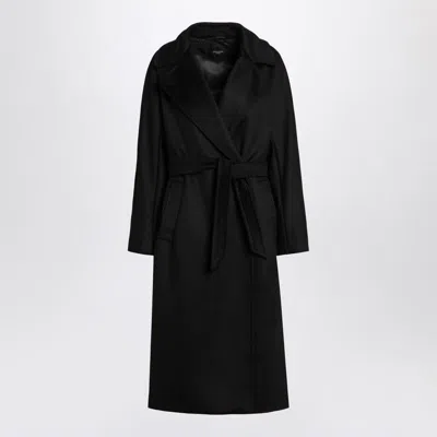 Weekend Max Mara Black Double-breasted Coat With Belt In Blue