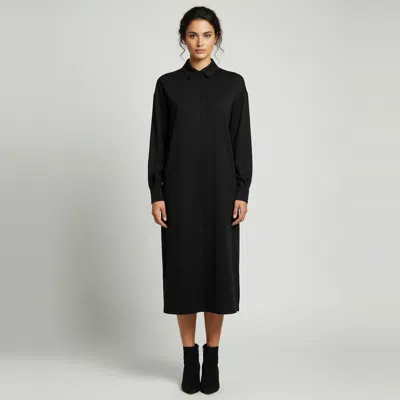 Pre-owned Weekend Max Mara Black Jersey Midi Shirt Dress S