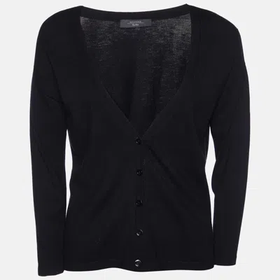 Pre-owned Weekend Max Mara Black Knit Button Front Cardigan S