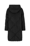 Weekend Max Mara Long Hooded Padded Quilted Coat In Nero