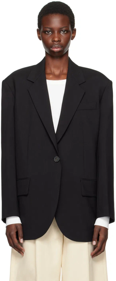 Weekend Max Mara Black Oversized Wool Blazer In 003 Black