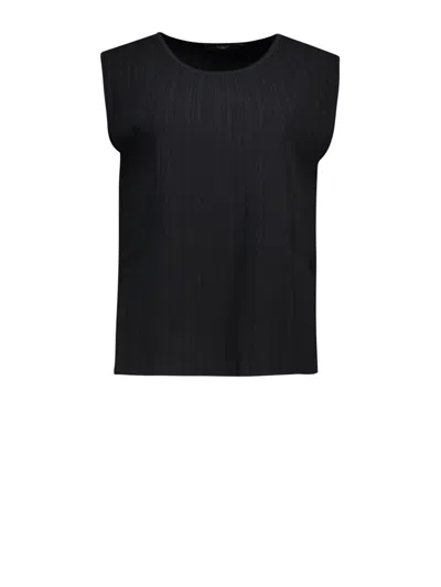 Weekend Max Mara Black T-shirt In Viscose Yarn In Blue