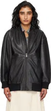 Weekend Max Mara Black Tattico Leather Jacket In Black