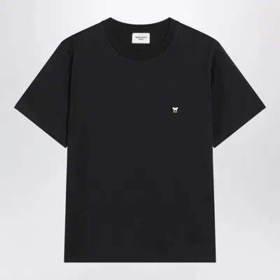 Weekend Max Mara Black T-shirt In Cotton With Logo Embroidery