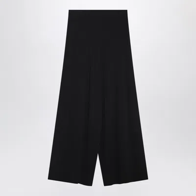Weekend Max Mara Black Viscose Knit Trousers In Blue