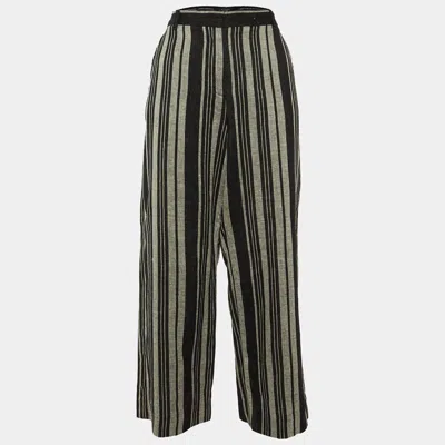 Weekend Max Mara Black/grey Striped Linen Trousers In Multi