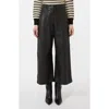 Weekend Max Mara Blanc Crop Wide Leg Leather Pants In Black