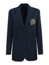 Weekend Max Mara Brama Blazer With Coat Of Arms Embroidery In Blue