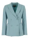 Weekend Max Mara Light Blue Wool Nervoso Blazer In Light Green