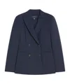 Weekend Max Mara Blazer De Tela De Lana Con Cierre Cruzado De Doble Botón In Blue