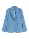 Weekend Max Mara Tailored Suit Jacket Buttoned Cuffs Flap Pockets In Blue
