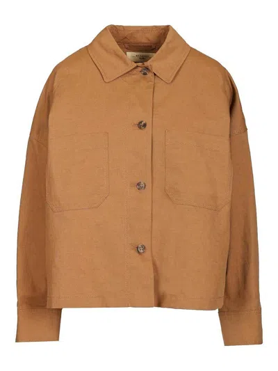 Weekend Max Mara Oversized Jacket In Cotton And Linen Mat In Brown