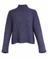 Weekend Max Mara Blue Cable Knit Mock Sweater In Blue