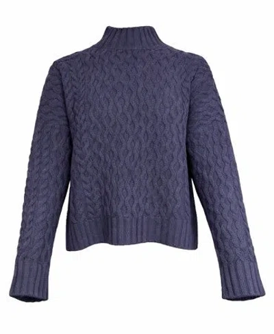 Weekend Max Mara Blue Cable Knit Mock Sweater