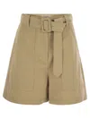 Weekend Max Mara Blue Cotton Blend Cirino Shorts In Brown