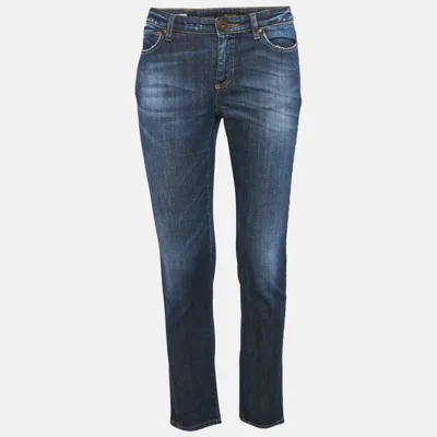 Weekend Max Mara Blue Embellished Denim Skinny Cropped Jeans S Waist