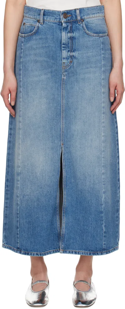 Weekend Max Mara Gesso Denim Midi Skirt In Blue