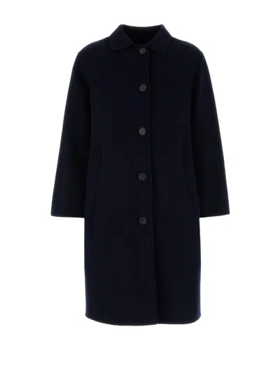 WEEKEND MAX MARA WEEKEND MAX MARA BLUE PURE WOOL COAT