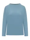 Weekend Max Mara Blue Solid Crew Neck Sweater In Blue