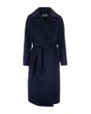 Weekend Max Mara Blue Solid Notched Lapel Trench Coat