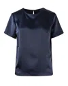 Weekend Max Mara Blue Solid Round Neck T-shirt In Multi