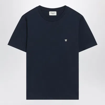 Weekend Max Mara Blue T-shirt In Cotton With Logo Embroidery