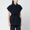 Weekend Max Mara Blue Wool-blend Belted Jacket In Blue