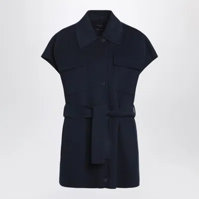 WEEKEND MAX MARA BLUE WOOL-BLEND BELTED JACKET