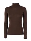 Weekend Max Mara Multif Stretch Jersey Turtleneck Top In Brown