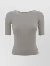 Weekend Max Mara Boat Neck Ribbed T-shirt In Gray