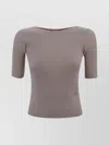Weekend Max Mara Boat Neck Ribbed T-shirt In Gray