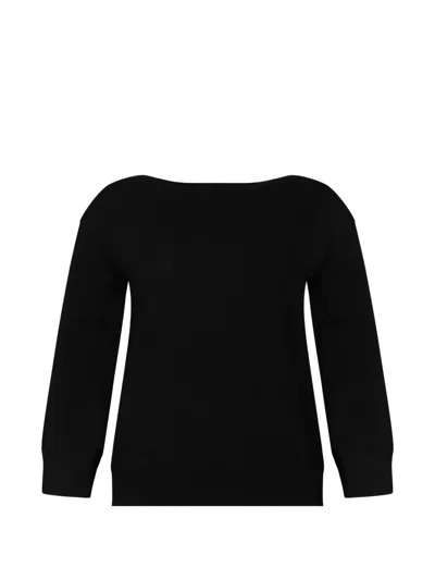 Weekend Max Mara Boat-neck Ribbed-trim Sweater In Black