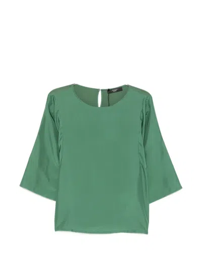 Weekend Max Mara Boat-neck Silk Top In Green
