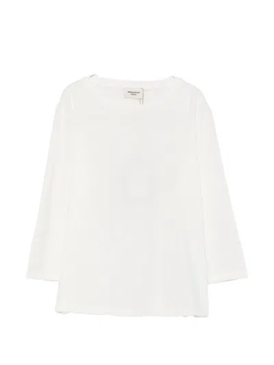 Weekend Max Mara Boat-neck Three-quarter-sleeve Top In White