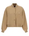 Weekend Max Mara Bomber In Misto Lana Cammello In Brown