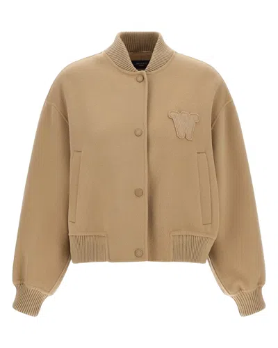 Weekend Max Mara Bomber In Misto Lana Cammello In Brown