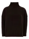 Weekend Max Mara Borgia Turtleneck Wool Sweater With Dropped Shoulders In Brown