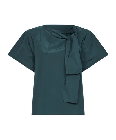 Weekend Max Mara Bow Detail Short Sleeve Top In Green