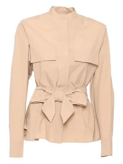 Weekend Max Mara Bow-detailed Pocket Jacket In Neutral