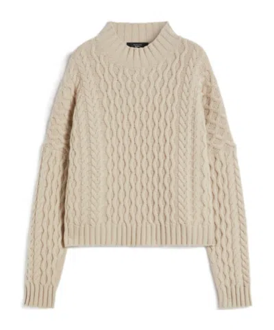 Weekend Max Mara Boxy-fit Wool Knit Jumper In Neutral