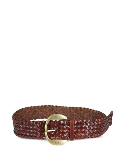 Weekend Max Mara Braided Buckle Belt In Neutral