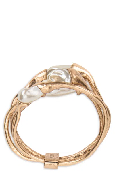 Weekend Max Mara Braided Shiny Metal Bracelet In Gold