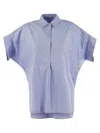 Weekend Max Mara Brema Buttoned Short-sleeved Shirt In Azzurro