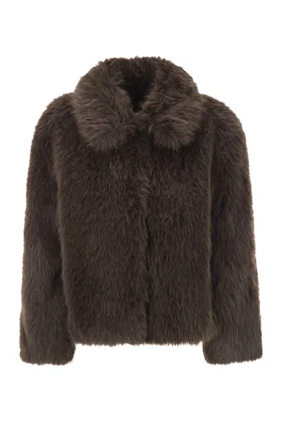 Weekend Max Mara Brenta1234 - Soft-effect Crop Jacket In Brown